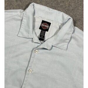 Harley Davidson Chain And Harley Logo Print Shirt Light Blue Men’s XL